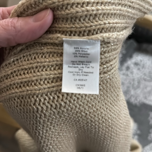 🆕NWT*HOST PICK⭐️Talbots Knit CardiganTie Belt Sweater Tan/Gold metallic size 2X - Picture 10 of 10